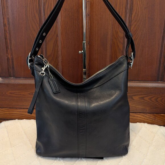 Vintage Coach 9188 Black Leather Legacy Slim Duffle Shoulder Bag/crossbody - Picture 1 of 11